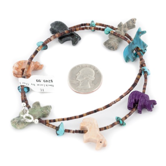 Delicate Certified Authentic Navajo .925 Sterling Silver Natural Turquoise Multicolor Stones Native American Necklace 17046-2 Delicate Certified Authentic Navajo .925 Sterling Silver Natural Turquoise Multicolor Stones Native American Necklace 17046-2