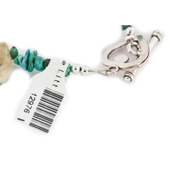 Certified Authentic Navajo Nickel Natural Turquoise Green Jasper Native American Bracelet 12976-1