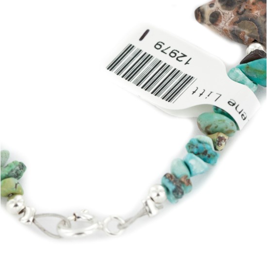 Delicate Certified Authentic Navajo .925 Sterling Silver Natural Turquoise Jasper Native American Bracelet 12979-1 Delicate Certified Authentic Navajo .925 Sterling Silver Natural Turquoise Jasper Native American Bracelet 12979-1