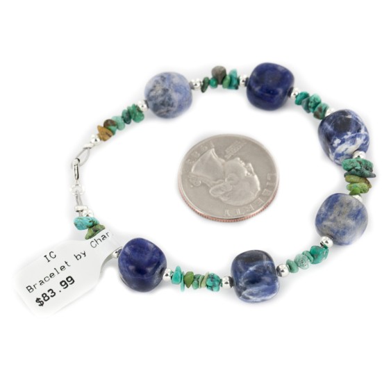 Delicate Certified Authentic Navajo .925 Sterling Silver Natural Turquoise Lapis Native American Bracelet 12976-2 Delicate Certified Authentic Navajo .925 Sterling Silver Natural Turquoise Lapis Native American Bracelet 12976-2