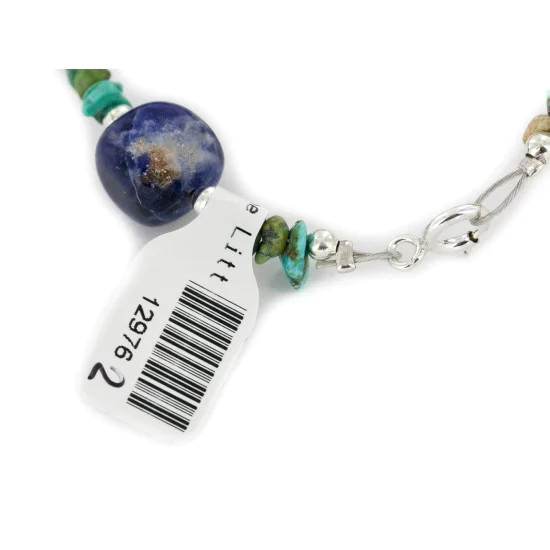 Delicate Certified Authentic Navajo .925 Sterling Silver Natural Turquoise Lapis Native American Bracelet 12976-2 Delicate Certified Authentic Navajo .925 Sterling Silver Natural Turquoise Lapis Native American Bracelet 12976-2