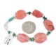 Delicate Certified Authentic Navajo .925 Sterling Silver Natural Turquoise Native American Pink Quartz Bracelet 12978-1