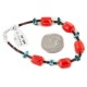 Certified Authentic Navajo .925 Sterling Silver Natural Turquoise Coral Native American Bracelet 12977-2