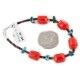 Certified Authentic Navajo .925 Sterling Silver Natural Turquoise Coral Native American Bracelet 12977-2 Certified Authentic Navajo .925 Sterling Silver Natural Turquoise Coral Native American Bracelet 12977-2
