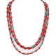 3 Strand Certified Authentic Navajo .925 Sterling Silver Natural Turquoise Coral Native American Necklace 18133-2 3 Strand Certified Authentic Navajo .925 Sterling Silver Natural Turquoise Coral Native American Necklace 18133-2
