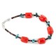 Certified Authentic Navajo .925 Sterling Silver Natural Turquoise Coral Native American Bracelet 12977-2 Certified Authentic Navajo .925 Sterling Silver Natural Turquoise Coral Native American Bracelet 12977-2