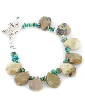 Certified Authentic Navajo Nickel Natural Turquoise Green Jasper Native American Bracelet 12976-1