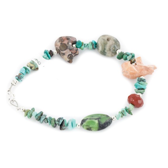 Delicate Certified Authentic Navajo .925 Sterling Silver Natural Turquoise Jasper Native American Bracelet 12979-1 Delicate Certified Authentic Navajo .925 Sterling Silver Natural Turquoise Jasper Native American Bracelet 12979-1
