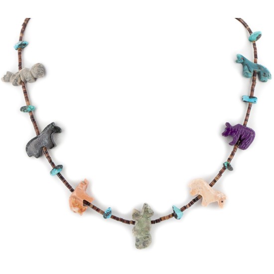 Delicate Certified Authentic Navajo .925 Sterling Silver Natural Turquoise Multicolor Stones Native American Necklace 17046-2 Delicate Certified Authentic Navajo .925 Sterling Silver Natural Turquoise Multicolor Stones Native American Necklace 17046-2