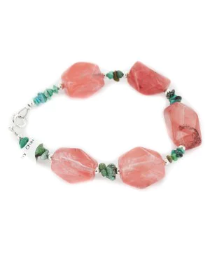 Delicate Certified Authentic Navajo .925 Sterling Silver Natural Turquoise Native American Pink Quartz Bracelet 12978-1 Delicate Certified Authentic Navajo .925 Sterling Silver Natural Turquoise Native American Pink Quartz Bracelet 12978-1