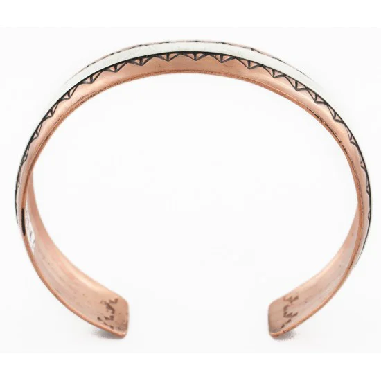 Handmade Certified Authentic Navajo Pure .925 Sterling Silver and Copper Native American Bracelet 24447-1