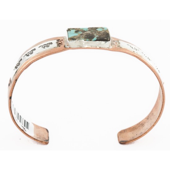 Handmade Horse Certified Authentic Navajo Pure .925 Sterling Silver and Copper Natural Turquoise Native American Bracelet 1286-3 Handmade Horse Certified Authentic Navajo Pure .925 Sterling Silver and Copper Natural Turquoise Native American Bracelet 1286-3
