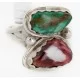 .925 Sterling Silver Handmade Certified Authentic Navajo Natural Turquoise and Spiny Oyster Native American Ring  16982-1
