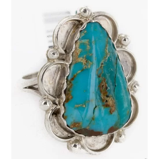 .925 Sterling Silver Handmade Certified Authentic Navajo Natural Turquoise Native American Ring 17003-2 .925 Sterling Silver Handmade Certified Authentic Navajo Natural Turquoise Native American Ring 17003-2