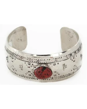 Handmade Horse Certified Authentic Natural Coral Navajo Nickel Native American Bracelet 12797 Handmade Horse Certified Authentic Natural Coral Navajo Nickel Native American Bracelet 12797