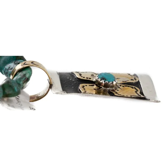 Certified Authentic 12kt Gold Filled and .925 Sterling Silver Handmade Flower Natural Turquoise Coral Native American Necklace 24300-15851-10 Certified Authentic 12kt Gold Filled and .925 Sterling Silver Handmade Flower Natural Turquoise Coral Native American Necklace 24300-15851-10