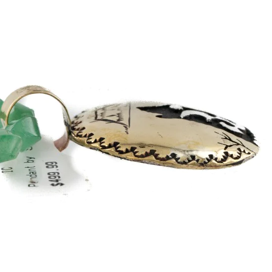 Certified Authentic Wolf 12kt Gold Filled and .925 Sterling Silver Handmade Natural Turquoise Jade Native American Necklace 24420-4-10225 Certified Authentic Wolf 12kt Gold Filled and .925 Sterling Silver Handmade Natural Turquoise Jade Native American Necklace 24420-4-10225
