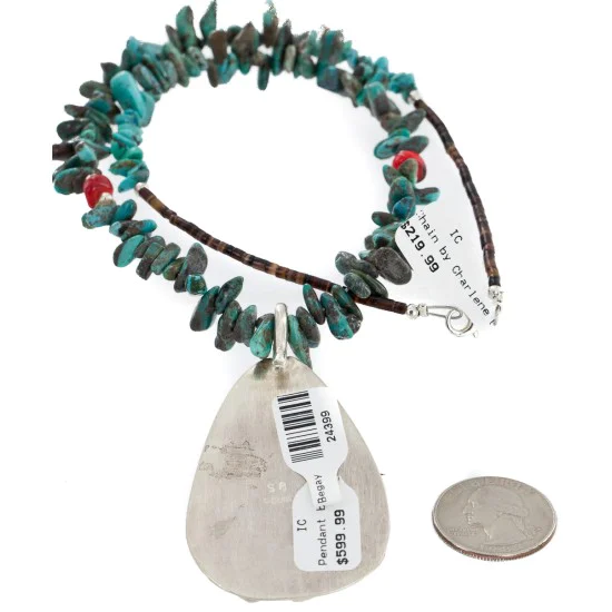 Certified Authentic .925 Sterling Silver Handmade Natural Turquoise Multicolor Stones Coral Native American Necklace 24399-750184-1 Certified Authentic .925 Sterling Silver Handmade Natural Turquoise Multicolor Stones Coral Native American Necklace 24399-750184-1