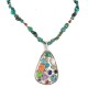 Large Certified Authentic .925 Sterling Silver Handmade Natural Turquoise Coral and Multicolor Stones Native American Necklace 24400-15771
