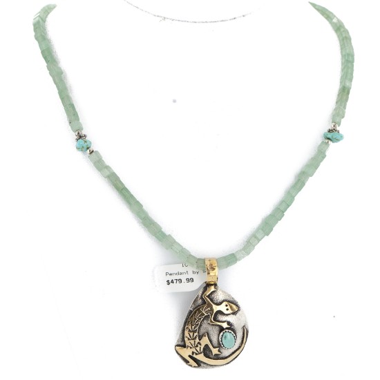 Certified Authentic 12kt Gold Filled and .925 Sterling Silver Handmade Gecko Turquoise Jade Native American Necklace 24422-5-790101 Certified Authentic 12kt Gold Filled and .925 Sterling Silver Handmade Gecko Turquoise Jade Native American Necklace 24422-5-790101