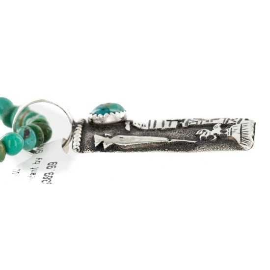 Certified Authentic .925 Sterling Silver Handmade Storyteller Natural Turquoise Native American Necklace 24424-3-790102 Certified Authentic .925 Sterling Silver Handmade Storyteller Natural Turquoise Native American Necklace 24424-3-790102