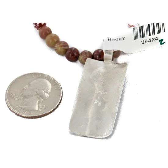 Certified Authentic .925 Sterling Silver Kokopelli Handmade Natural Turquoise Tigers Eye Agate Native American Necklace 24424-2-10217 Certified Authentic .925 Sterling Silver Kokopelli Handmade Natural Turquoise Tigers Eye Agate Native American Necklace 24424-2-10217