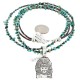 2 Strand Certified Authentic .925 Sterling Silver Kachina Handmade Natural Turquoise Native American Necklace 24422-3-25252-2