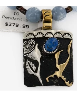 Certified Authentic 12kt Gold Filled and .925 Sterling Silver Handmade Flower Natural Turquoise Lapis Agate Native American Necklace 24301-16033 Certified Authentic 12kt Gold Filled and .925 Sterling Silver Handmade Flower Natural Turquoise Lapis Agate Native American Necklace 24301-16033