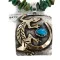 Certified Authentic 12kt Gold Filled and .925 Sterling Silver Handmade Gecko Natural Turquoise Native American Necklace 24422-6-16065-6