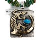 Certified Authentic 12kt Gold Filled and .925 Sterling Silver Handmade Gecko Natural Turquoise Native American Necklace 24422-6-16065-6