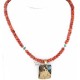 Certified Authentic 12kt Gold Filled and .925 Sterling Silver Handmade Wolf Natural Turquoise Coral Native American Necklace 24324-4-25276