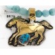 Certified Authentic 12kt Gold Filled and .925 Sterling Silver Horse Handmade Natural Turquoise Blue Quartz Native American Necklace 24323-8-16065-1