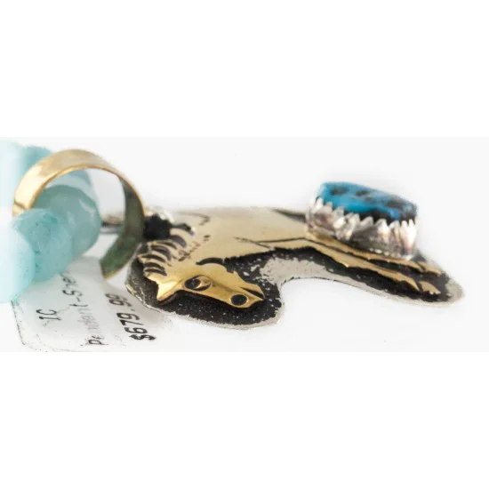 Certified Authentic 12kt Gold Filled and .925 Sterling Silver Horse Handmade Natural Turquoise Blue Quartz Native American Necklace 24323-8-16065-1 Certified Authentic 12kt Gold Filled and .925 Sterling Silver Horse Handmade Natural Turquoise Blue Quartz Native American Necklace 24323-8-16065-1