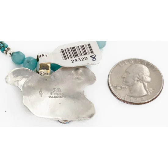 Certified Authentic 12kt Gold Filled and .925 Sterling Silver Horse Handmade Natural Turquoise Blue Quartz Native American Necklace 24323-8-16065-1 Certified Authentic 12kt Gold Filled and .925 Sterling Silver Horse Handmade Natural Turquoise Blue Quartz Native American Necklace 24323-8-16065-1