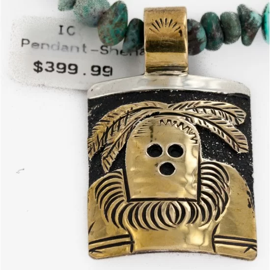 Certified Authentic 12kt Gold Filled and .925 Sterling Silver Kachina Handmade Natural Turquoise Coral Native American Necklace 24302-15771-22 Certified Authentic 12kt Gold Filled and .925 Sterling Silver Kachina Handmade Natural Turquoise Coral Native American Necklace 24302-15771-22