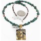 Certified Authentic 12kt Gold Filled and .925 Sterling Silver Kachina Handmade Natural Turquoise Coral Native American Necklace 24302-15771-22
