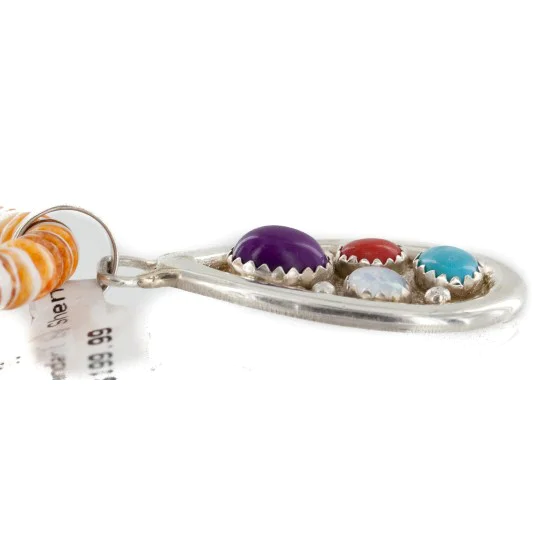 Certified Authentic .925 Sterling Silver Handmade Natural Turquoise Multicolor Stones Spiny Oyster Native American Necklace 24401-25277 Certified Authentic .925 Sterling Silver Handmade Natural Turquoise Multicolor Stones Spiny Oyster Native American Necklace 24401-25277
