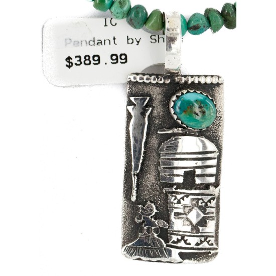 Certified Authentic .925 Sterling Silver Handmade Storyteller Natural Turquoise Native American Necklace 24424-3-790102 Certified Authentic .925 Sterling Silver Handmade Storyteller Natural Turquoise Native American Necklace 24424-3-790102