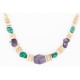 Certified Authentic Navajo .925 Sterling Silver Natural Graduated Melon Shell Turquoise Amethyst Native American Necklace 16078 Certified Authentic Navajo .925 Sterling Silver Natural Graduated Melon Shell Turquoise Amethyst Native American Necklace 16078