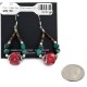 Certified Authentic Navajo .925 Sterling Silver Hooks Natural Turquoise CORAL Native American Earrings  18102-4