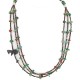 Certified Authentic 3 Strand Horse Navajo .925 Sterling Silver Natural Turquoise Jasper Jet Native American Necklace 1531