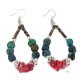Certified Authentic Navajo .925 Sterling Silver Hooks Natural Turquoise CORAL Dangle Native American Earrings 18102-1