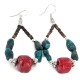 Certified Authentic Navajo .925 Sterling Silver Hooks Natural Turquoise CORAL Native American Earrings 18102-3