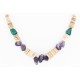 Certified Authentic Navajo .925 Sterling Silver Natural Graduated Melon Shell Turquoise Amethyst Native American Necklace 16080-2 Certified Authentic Navajo .925 Sterling Silver Natural Graduated Melon Shell Turquoise Amethyst Native American Necklace 16080-2