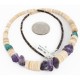 Certified Authentic Navajo .925 Sterling Silver Natural Graduated Melon Shell Turquoise Amethyst Native American Necklace 16080-2