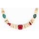 Certified Authentic Navajo .925 Sterling Silver Natural Graduated Melon Shell Turquoise Coral Native American Necklace 16080-3 Certified Authentic Navajo .925 Sterling Silver Natural Graduated Melon Shell Turquoise Coral Native American Necklace 16080-3