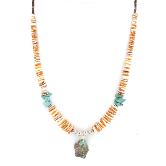 Certified Authentic Navajo .925 Sterling Silver Natural Graduated Melon Shell Turquoise Native American Necklace 16061-3 Certified Authentic Navajo .925 Sterling Silver Natural Graduated Melon Shell Turquoise Native American Necklace 16061-3