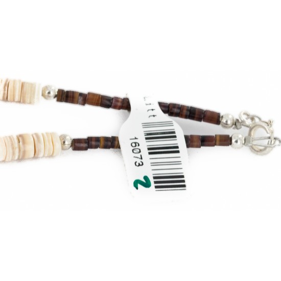 Navajo .925 Sterling Silver Certified Authentic Natural Graduated Melon Shell Turquoise Native American Necklace 16073-2 Navajo .925 Sterling Silver Certified Authentic Natural Graduated Melon Shell Turquoise Native American Necklace 16073-2