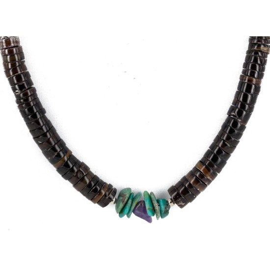 Navajo Certified Authentic .925 Sterling Silver Natural Graduated Heishi Turquoise Amethyst Native American Necklace 16069 Navajo Certified Authentic .925 Sterling Silver Natural Graduated Heishi Turquoise Amethyst Native American Necklace 16069