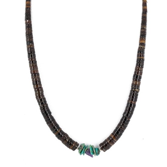 Navajo Certified Authentic .925 Sterling Silver Natural Graduated Heishi Turquoise Amethyst Native American Necklace 16069 Navajo Certified Authentic .925 Sterling Silver Natural Graduated Heishi Turquoise Amethyst Native American Necklace 16069